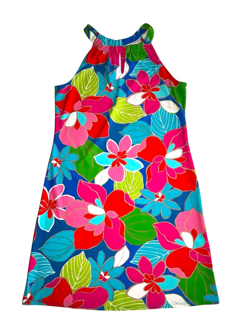 Jude Connally Lisa Dress M Floral Halter Keyhole Resort Tropical Coastal